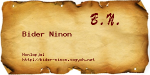 Bider Ninon névjegykártya